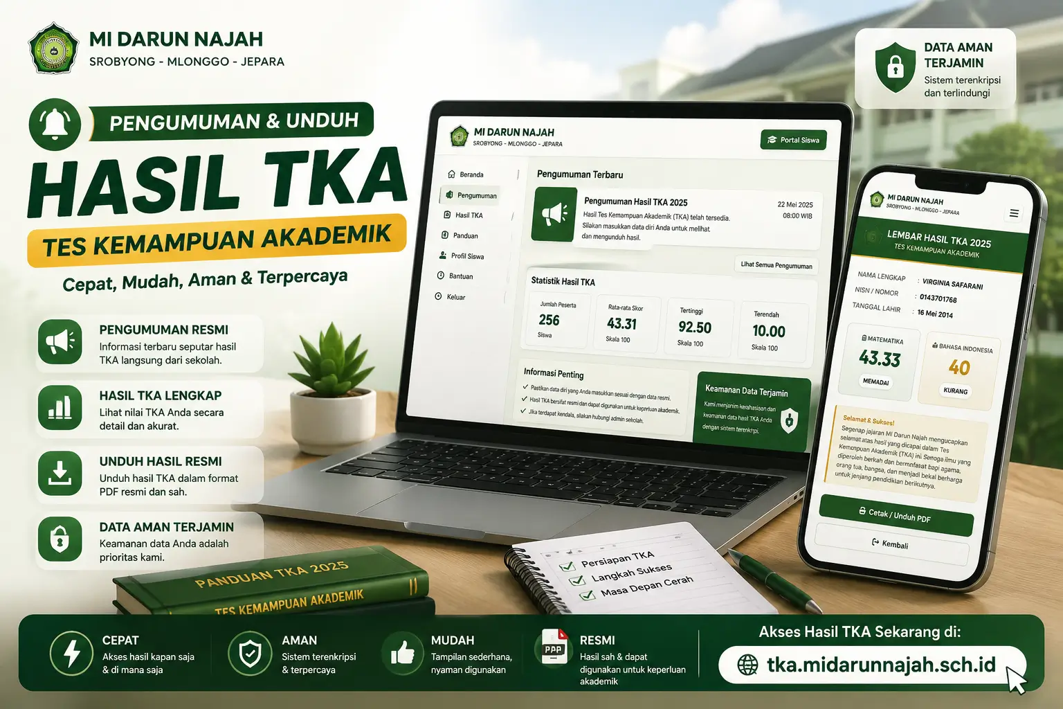 Sistem Pengumuman dan Unduh Hasil TKA (Tes Kemampuan Akademik)